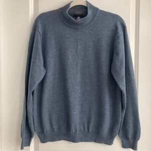 WOOL MARK MERCER STREET STUDIO 100% NEW WOOL TURTLE NECK BLUE SWEATER